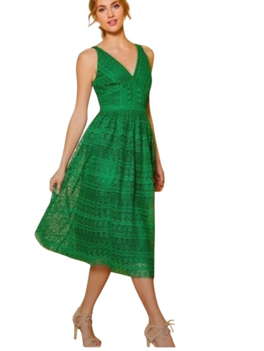 Antonio Melani Ruth Lace Dress Size 0 NWT Sleeveless In Vibrant Green
